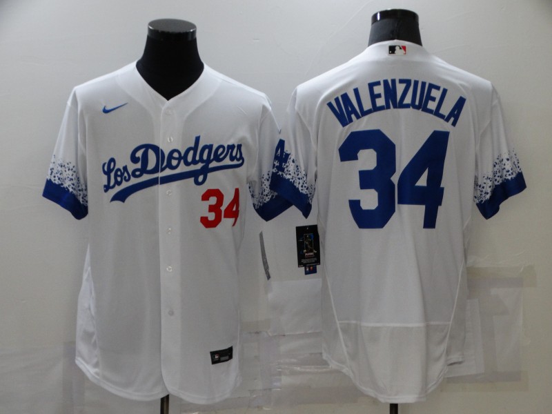 Men Los Angeles Dodgers #34 Valenzuela White City Edition Elite Nike 2021 MLB Jersey->los angeles dodgers->MLB Jersey